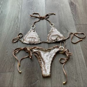 BEACH BUNNY SWIMWEAR SIREN SONG BRONZE BIKINI MED